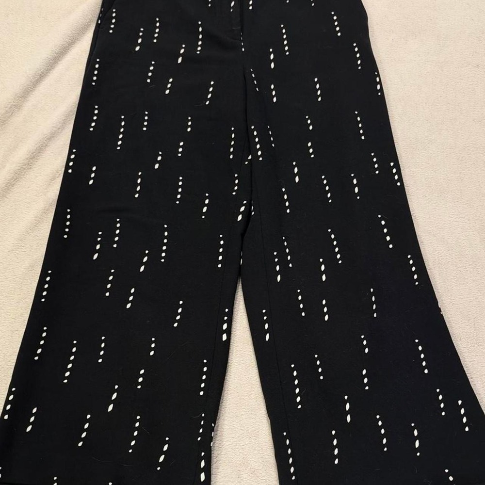 Ann Taylor Womens Black White Dotted Vertical Stripe Wide Leg Crop Pants Size 4